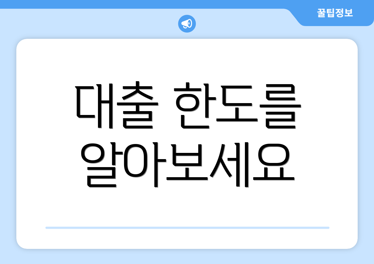 대출 한도를 알아보세요
