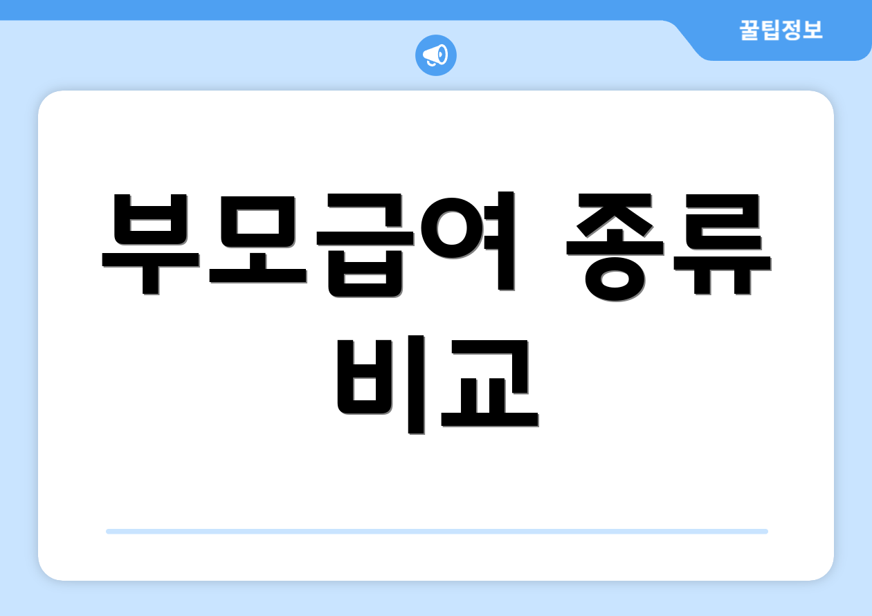 부모급여 종류 비교
