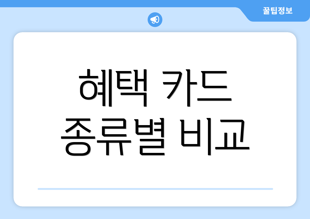 혜택 카드 종류별 비교